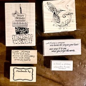 6 Stamps- Hummingbird, birthday cake, friendship ,mInkadinkkmm: